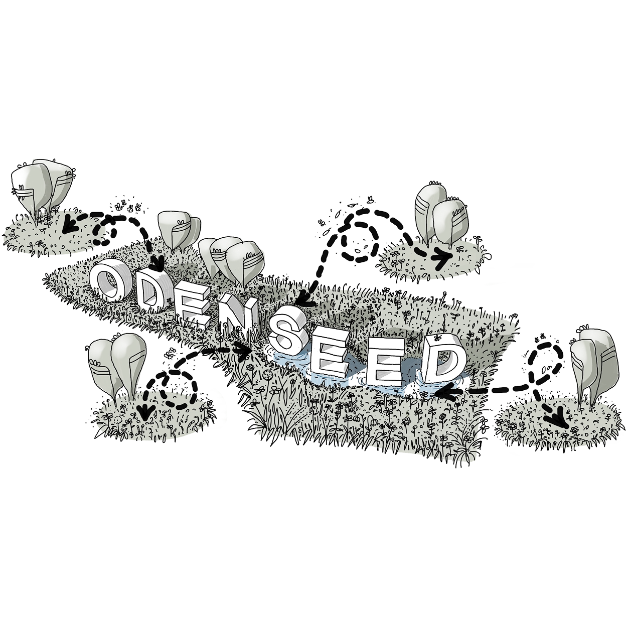 Illustrated landscape plan for the Odenseed project in Odense, Denmark.
